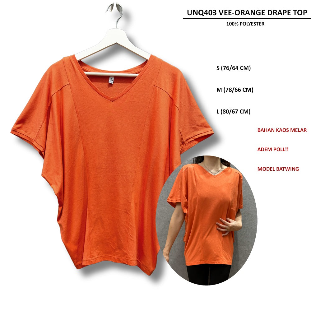 Atasan Kaos Wanita Lengan Pendek (UNQ403 VEE DRAPE TOP)