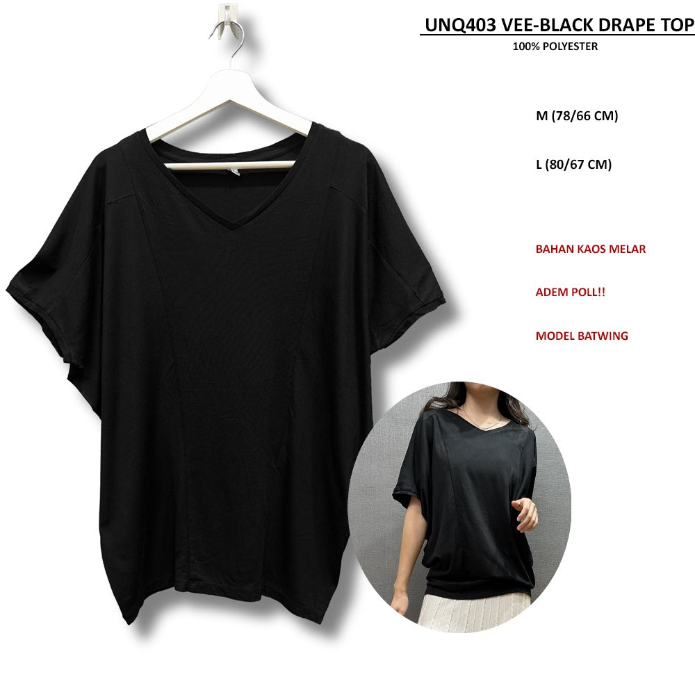 Atasan Kaos Wanita Lengan Pendek (UNQ403 VEE DRAPE TOP)