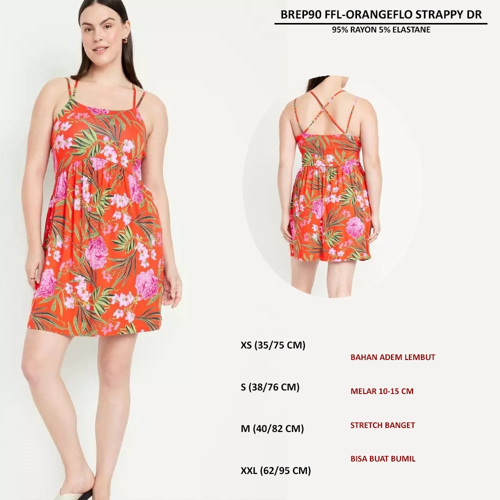 Dress Mini Wanita Tanpa Lengan (BREP90 FFL STRAPPY DR)