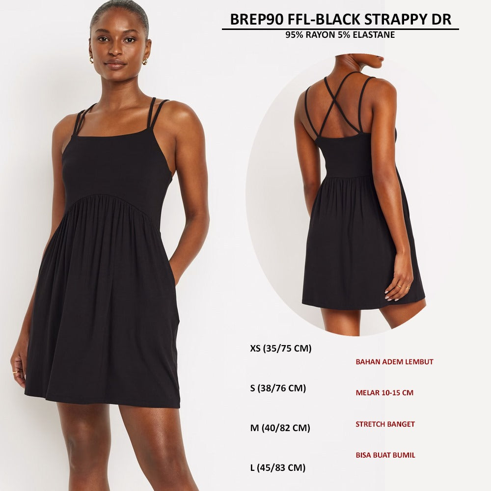 Dress Mini Wanita Tanpa Lengan (BREP90 FFL STRAPPY DR)