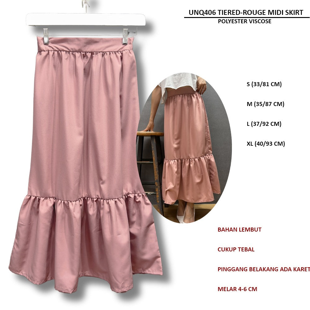 Rok Midi Wanita (UNQ406 TIERED MIDI SKIRT)