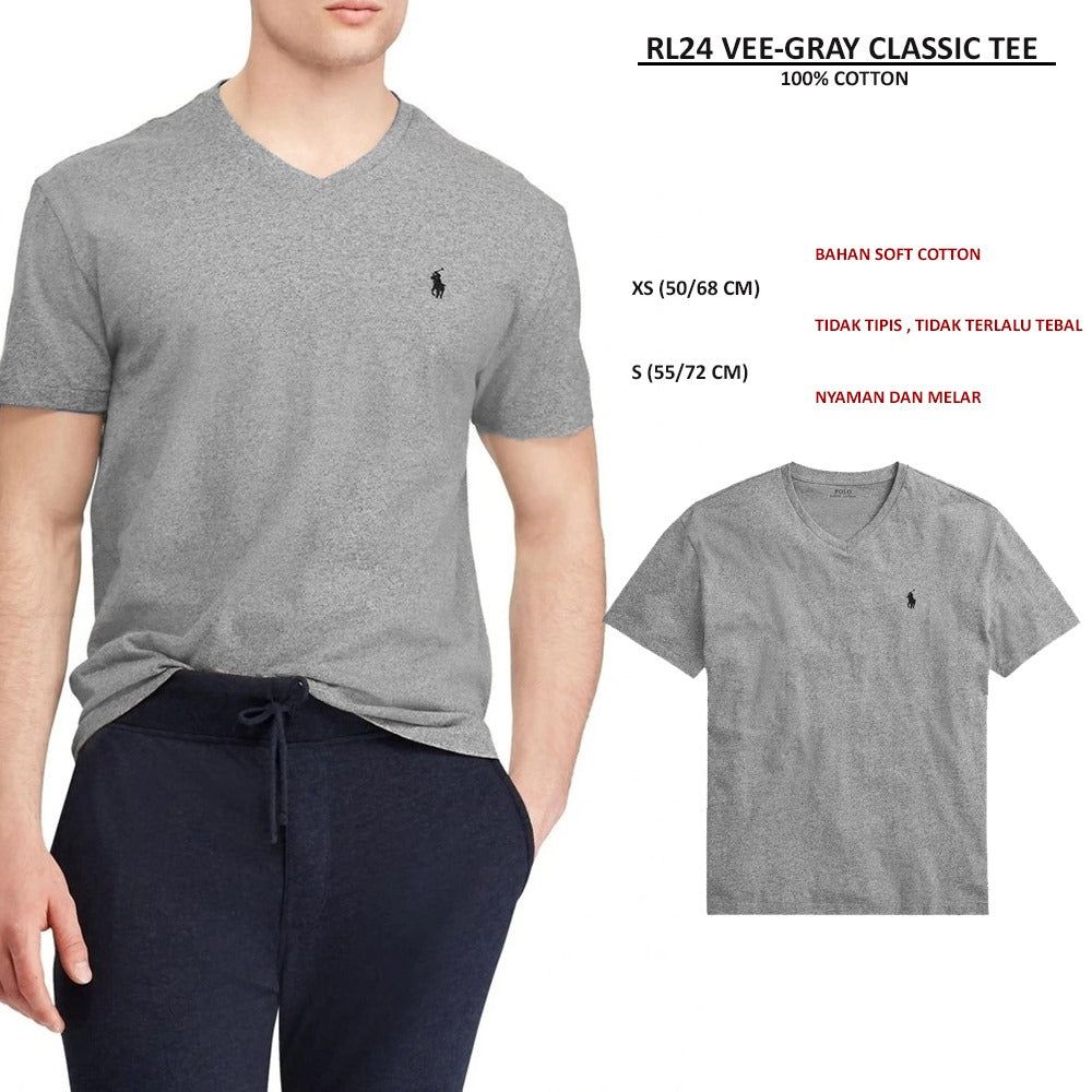 Atasan Kaos Pria Lengan Pendek (RL24 VEE CLASSIC TEE)
