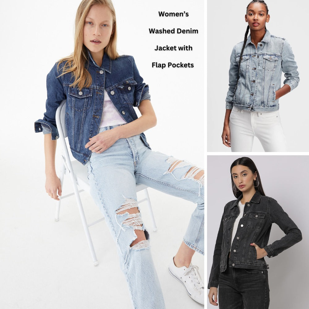 Jaket Denim Wania Lengan Panjang (GPJ388 ICON DENIM JACKET)