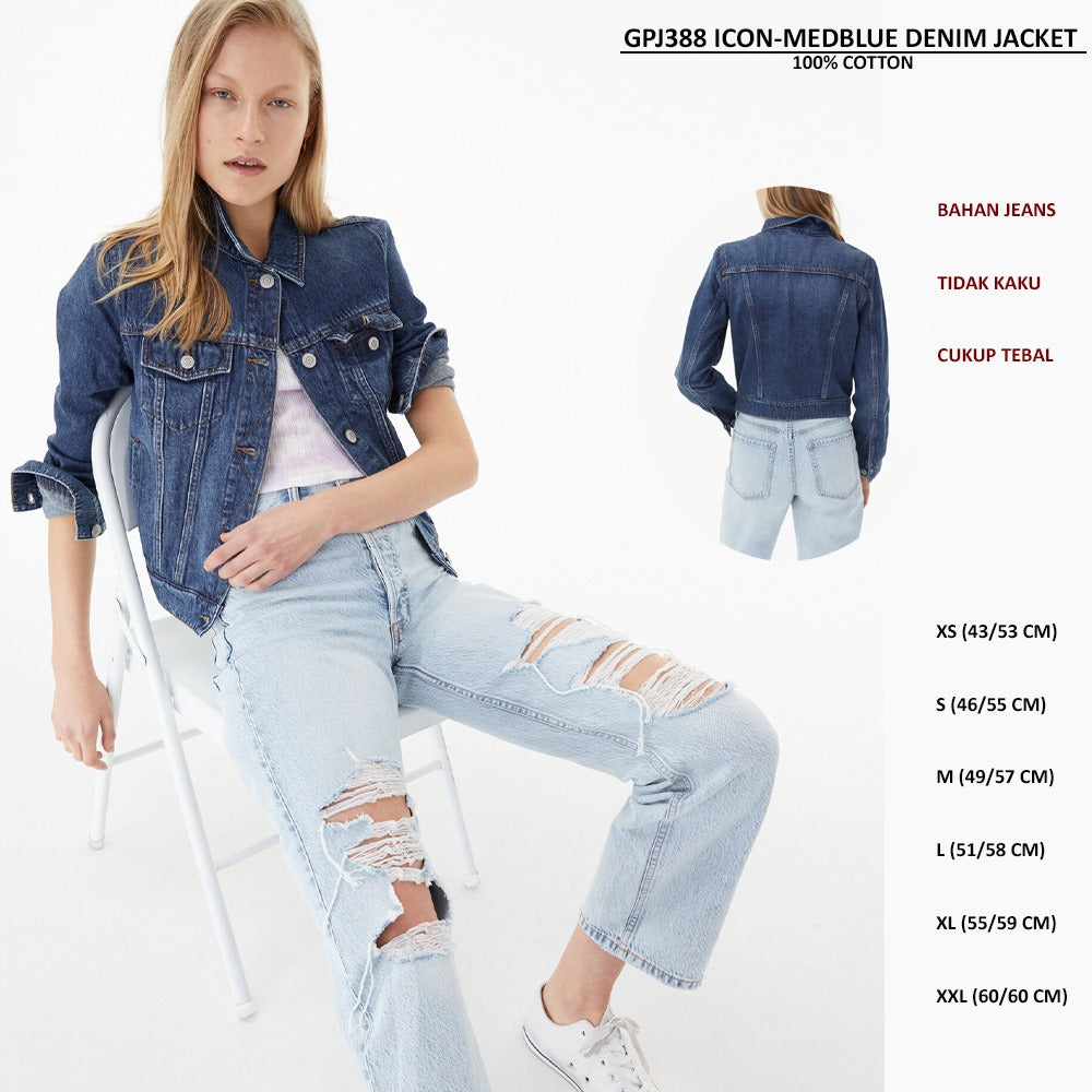 Jaket Denim Wania Lengan Panjang (GPJ388 ICON DENIM JACKET)