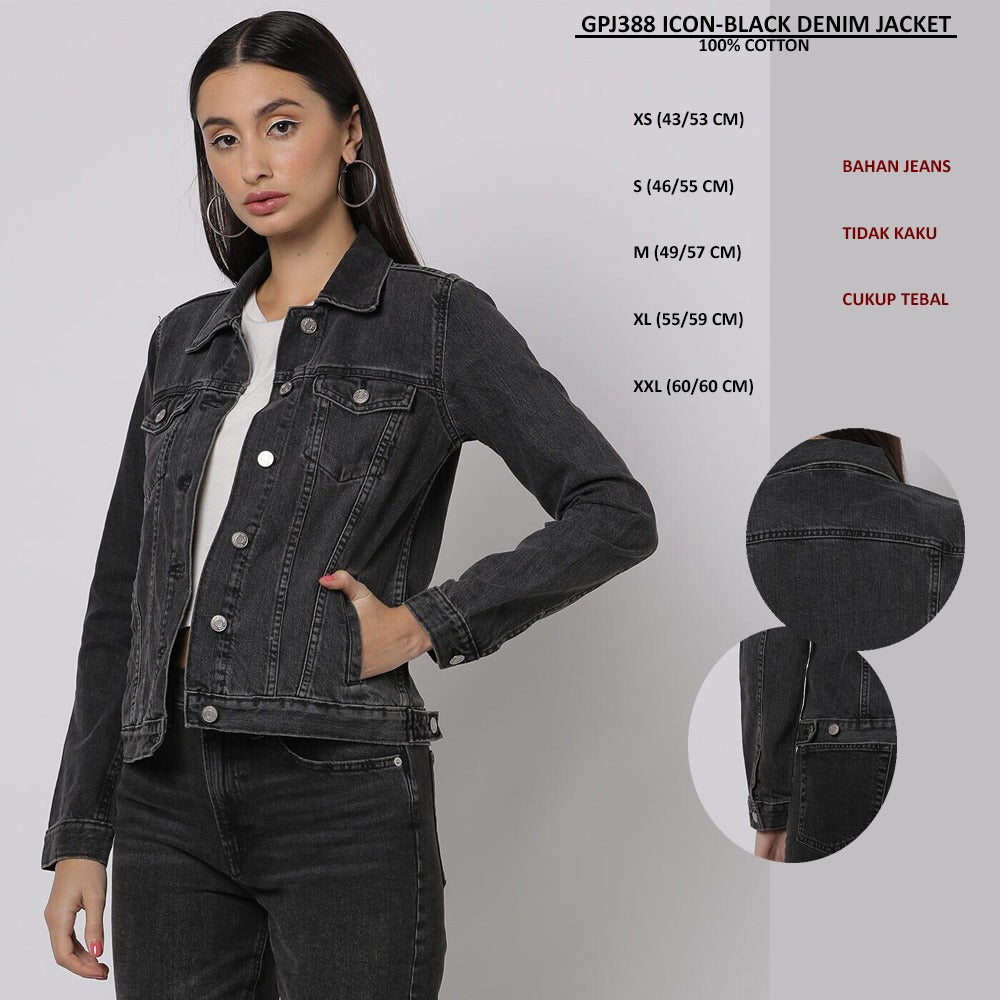 Jaket Denim Wania Lengan Panjang (GPJ388 ICON DENIM JACKET)