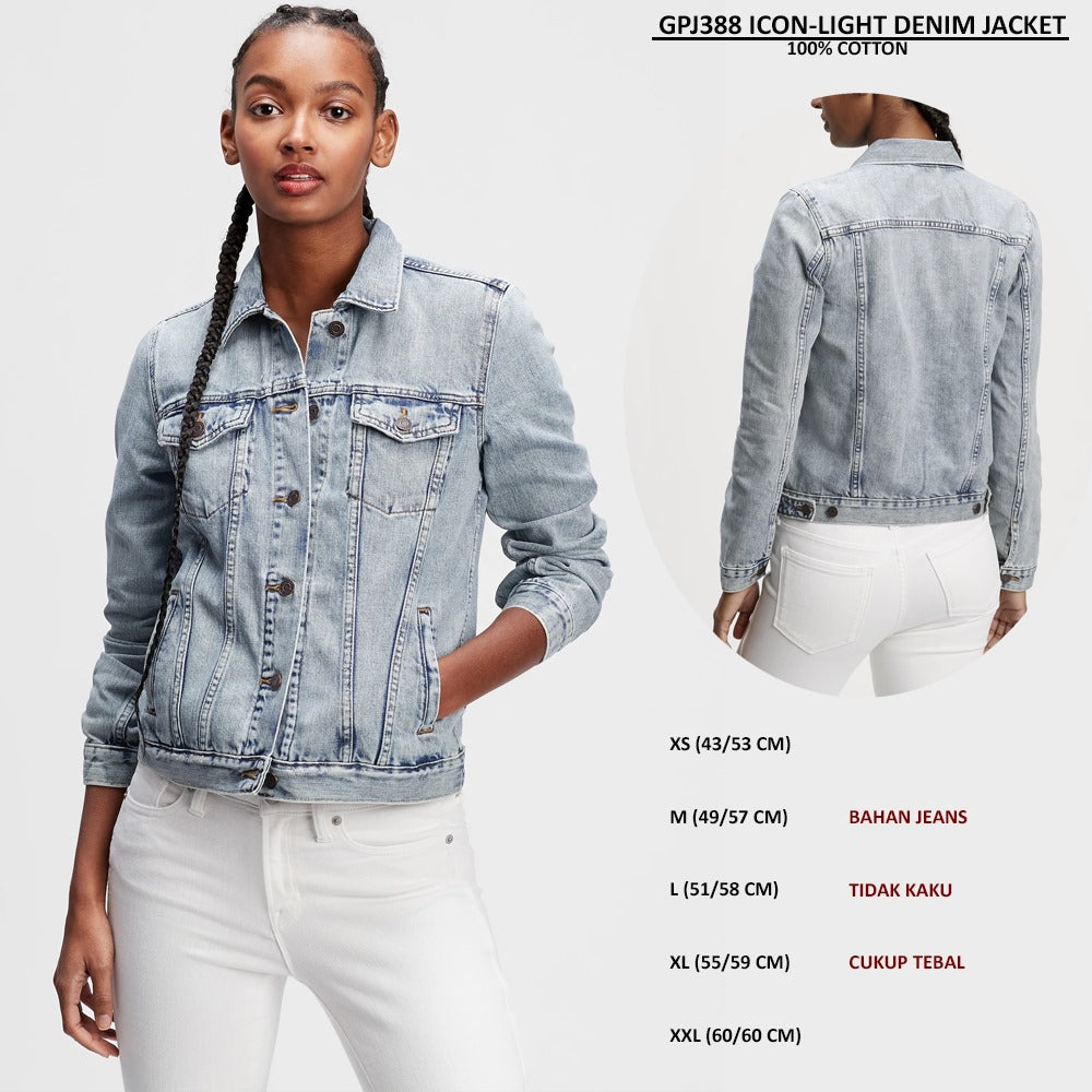 Jaket Denim Wania Lengan Panjang (GPJ388 ICON DENIM JACKET)