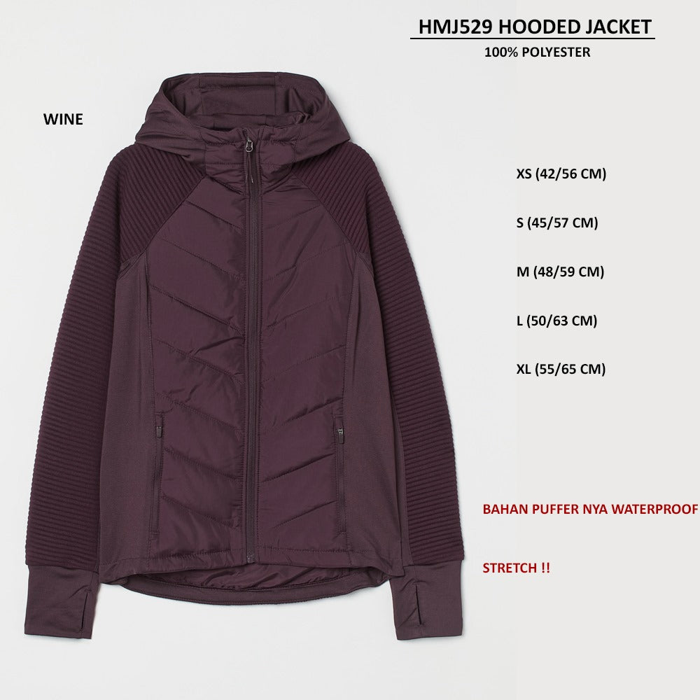 Jaket Wanita Lengan Panjang Padded Waterpoof (HMJ529 HOODED JACKET)