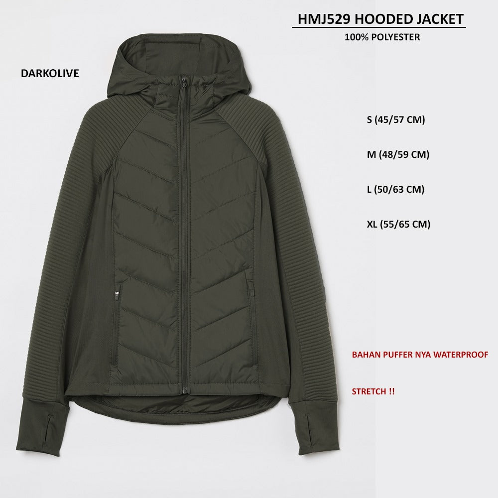 Jaket Wanita Lengan Panjang Padded Waterpoof (HMJ529 HOODED JACKET)