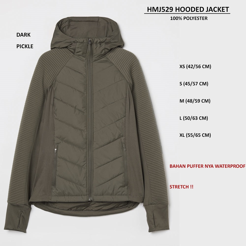 Jaket Wanita Lengan Panjang Padded Waterpoof (HMJ529 HOODED JACKET)