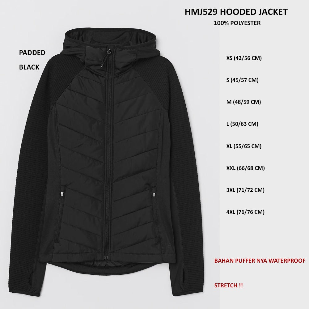 Jaket Wanita Lengan Panjang Padded Waterpoof (HMJ529 HOODED JACKET)