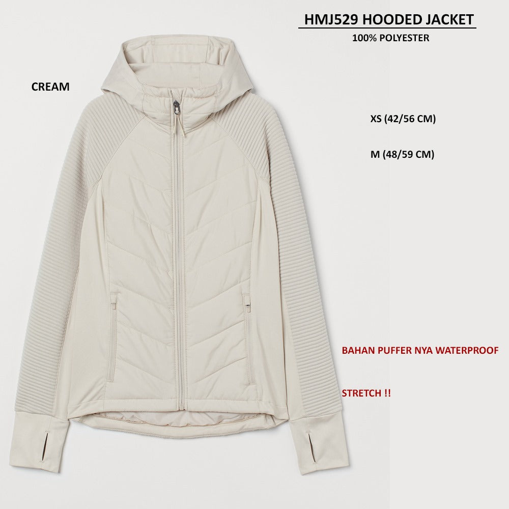 Jaket Wanita Lengan Panjang Padded Waterpoof (HMJ529 HOODED JACKET)