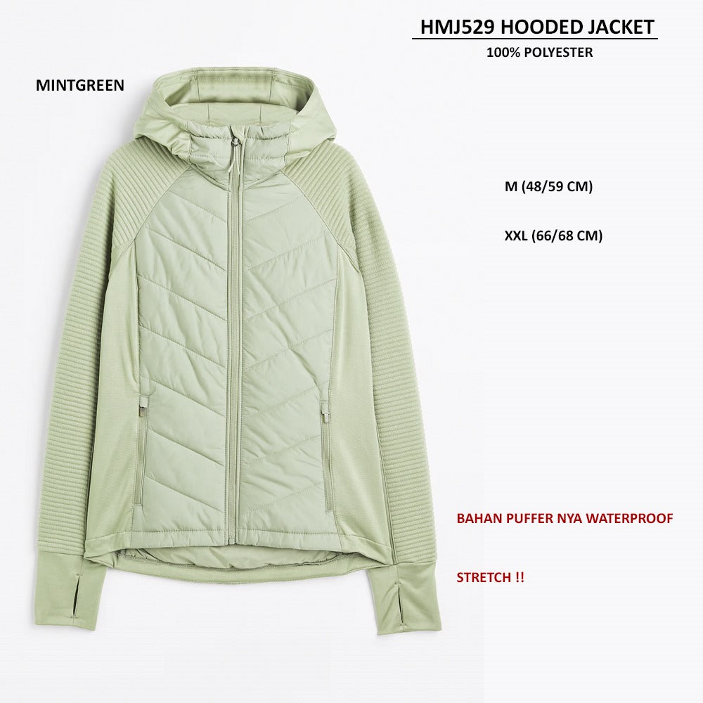 Jaket Wanita Lengan Panjang Padded Waterpoof (HMJ529 HOODED JACKET)