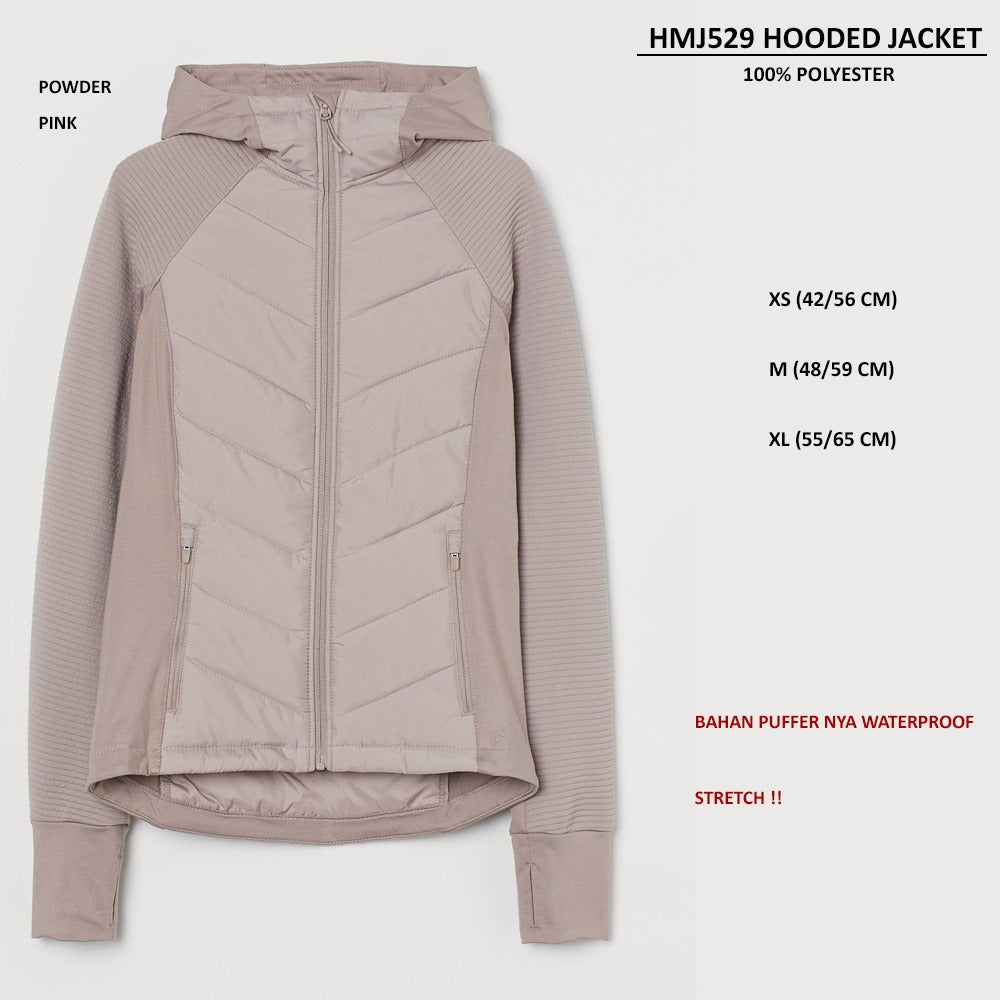 Jaket Wanita Lengan Panjang Padded Waterpoof (HMJ529 HOODED JACKET)