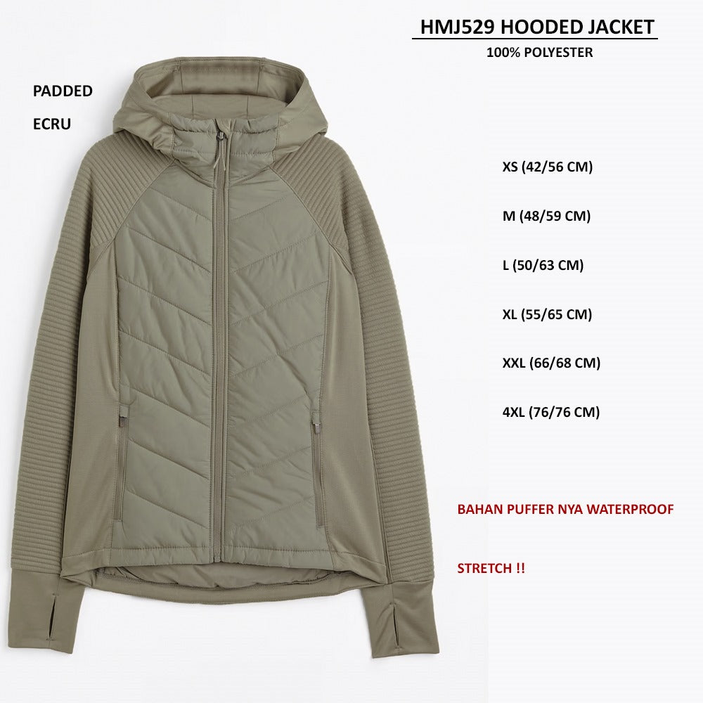 Jaket Wanita Lengan Panjang Padded Waterpoof (HMJ529 HOODED JACKET)