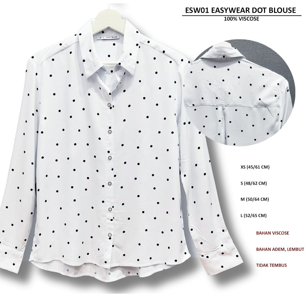 Atasan Blouse Wanita Lengan Panjang (ESW01 EASYWEAR DOT BLOUSE)