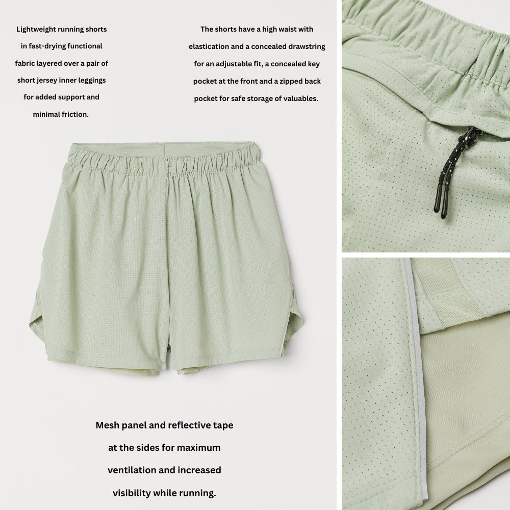 Celana Pendek Olahraga Wanita Highwaist (HMP545 LAYERED MEST-PISTACHIO SHORT)