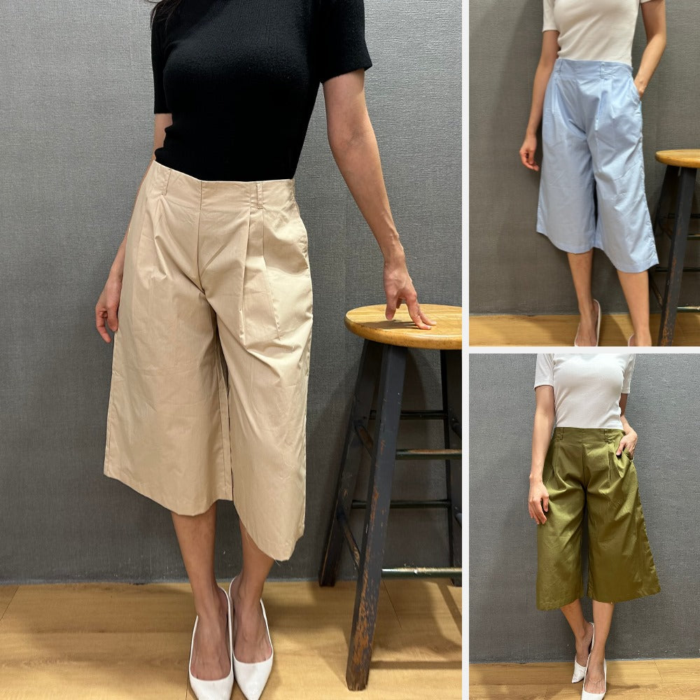 Celana Kulot Wanita Soft Cotton Highwaist (UNQ409 PLEATED CULLOTE)