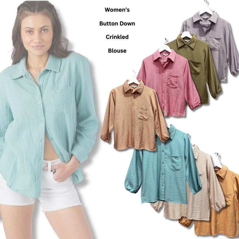 Atasan Kemeja Wanita Lengan Panjang (SPO10 BUTTON SHIRT)