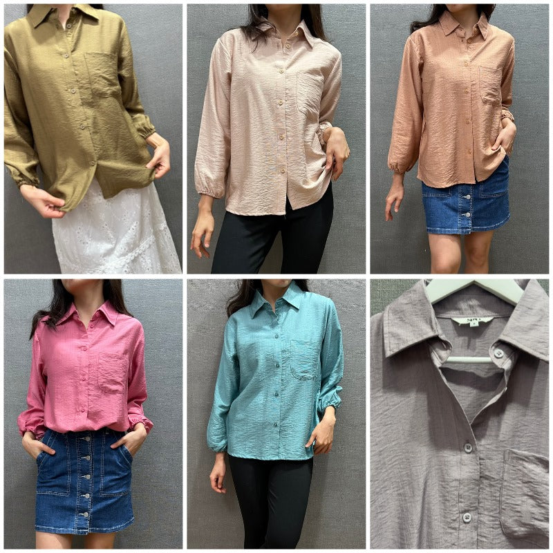 Atasan Kemeja Wanita Lengan Panjang (SPO10 BUTTON SHIRT)