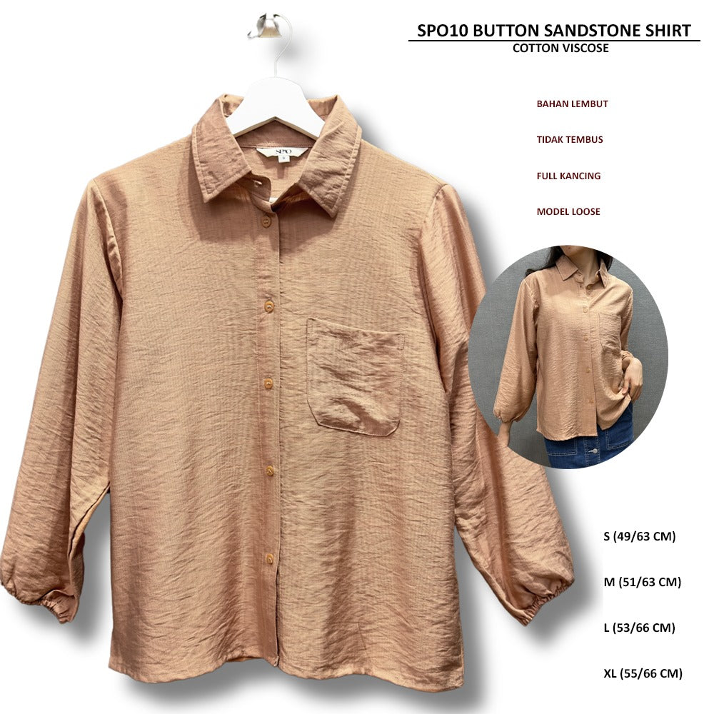 Atasan Kemeja Wanita Lengan Panjang (SPO10 BUTTON SHIRT)