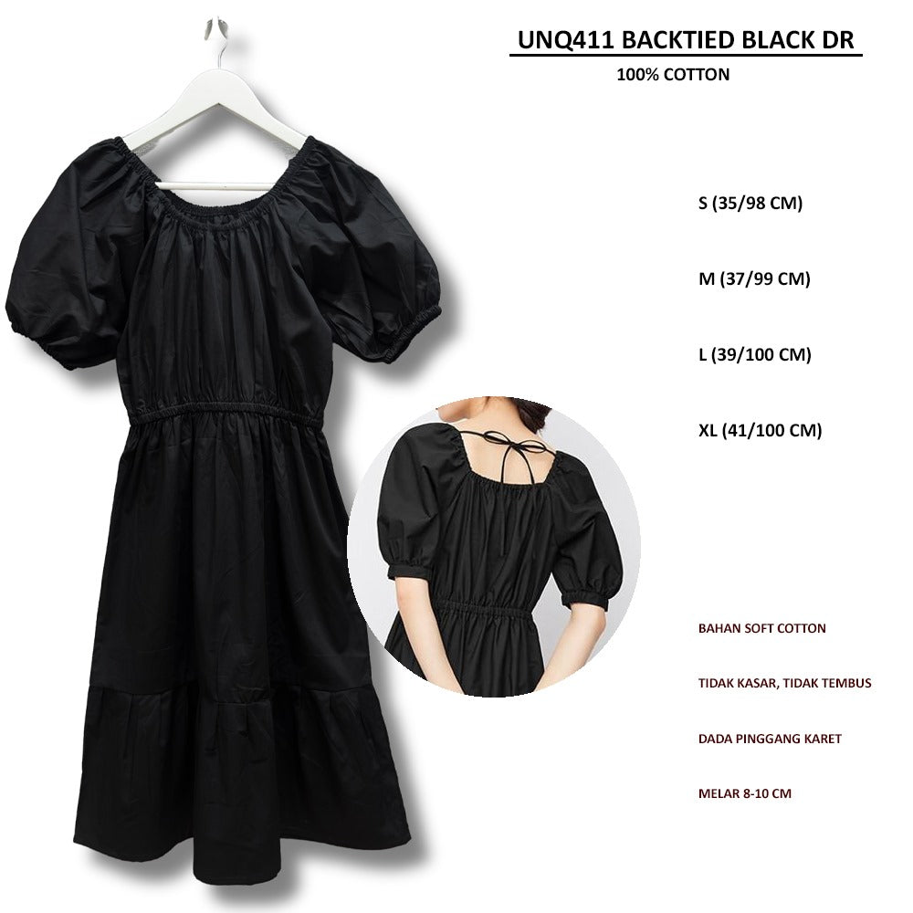 Dress Midi Wanita Lengan Pendek (UNQ411 BACKTIED DR)