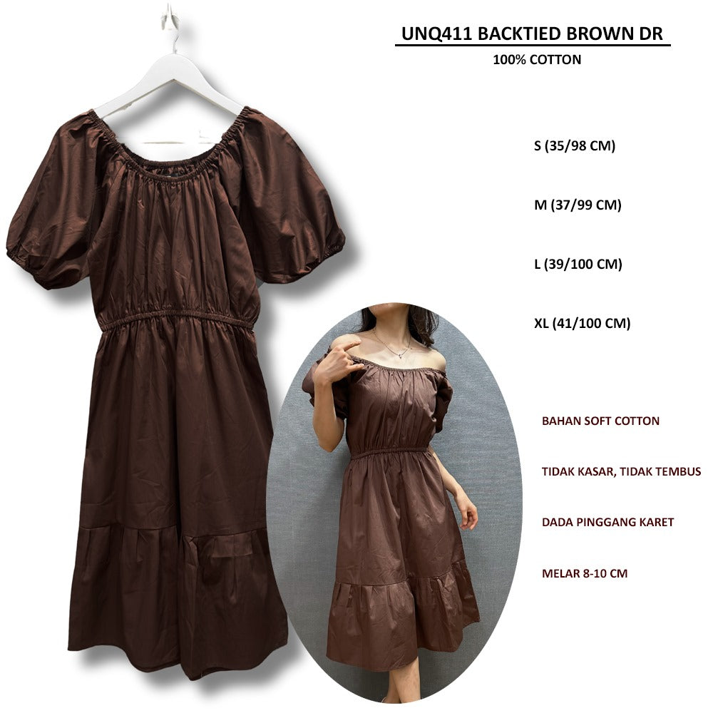 Dress Midi Wanita Lengan Pendek (UNQ411 BACKTIED DR)