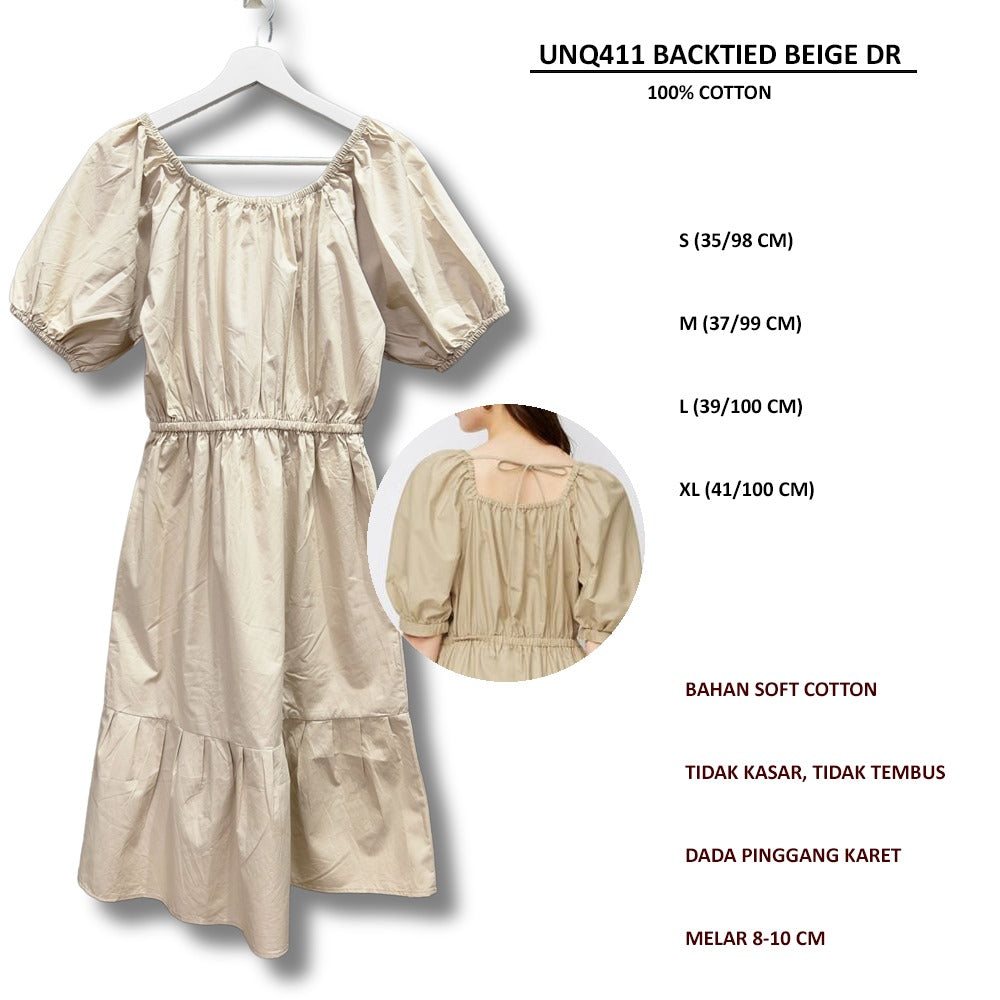 Dress Midi Wanita Lengan Pendek (UNQ411 BACKTIED DR)
