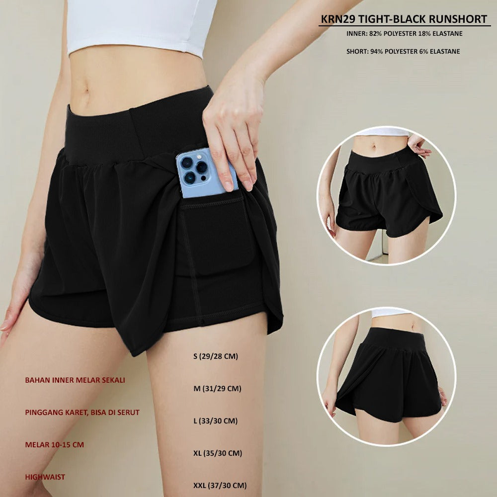 Celana Pendek Olahraga Wanita Highwaist (KRN29 TIGHT RUNSHORT)