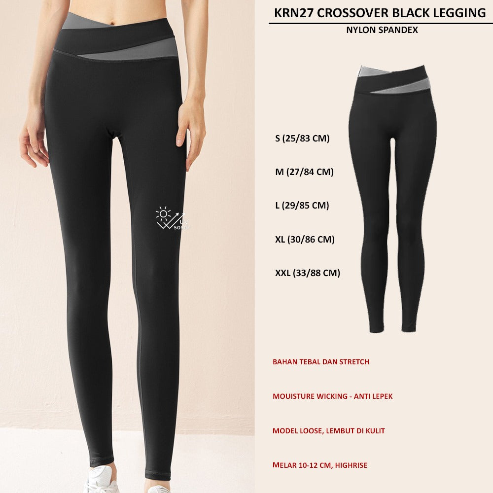 Celana Panjang Legging Wanita Highrise Stretch (KRN27 CROSSOVER LEGGING)