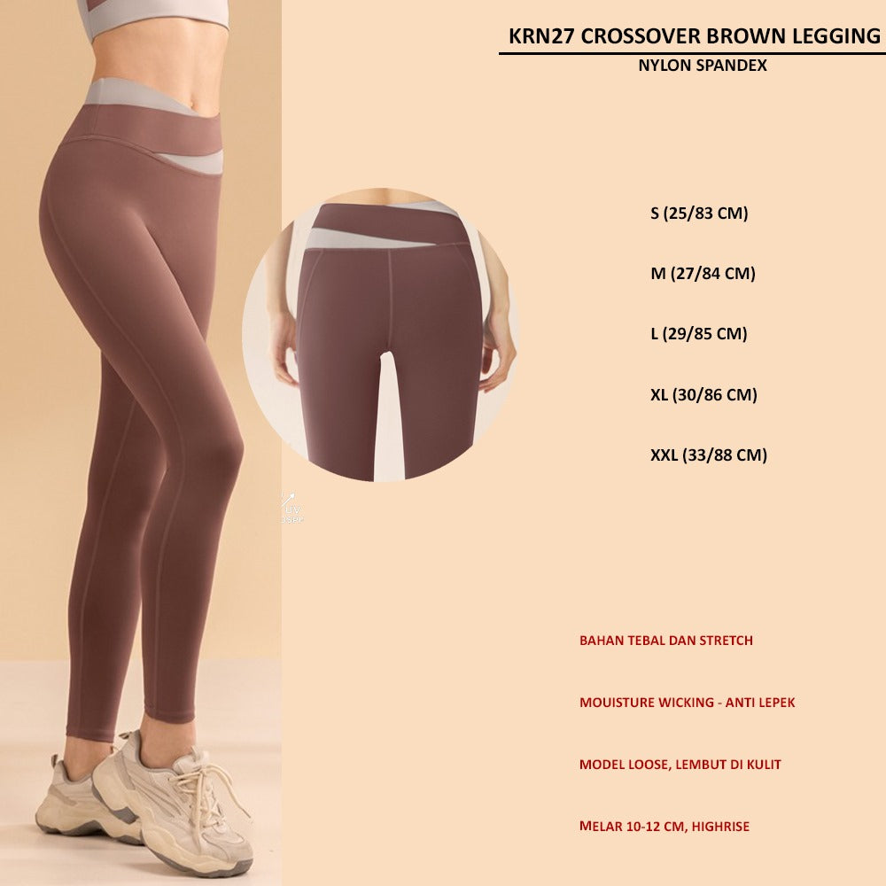Celana Panjang Legging Wanita Highrise Stretch (KRN27 CROSSOVER LEGGING)