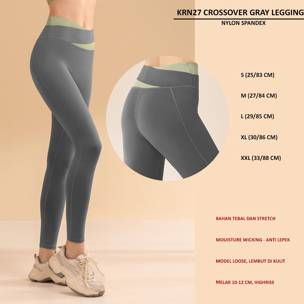 Celana Panjang Legging Wanita Highrise Stretch (KRN27 CROSSOVER LEGGING)