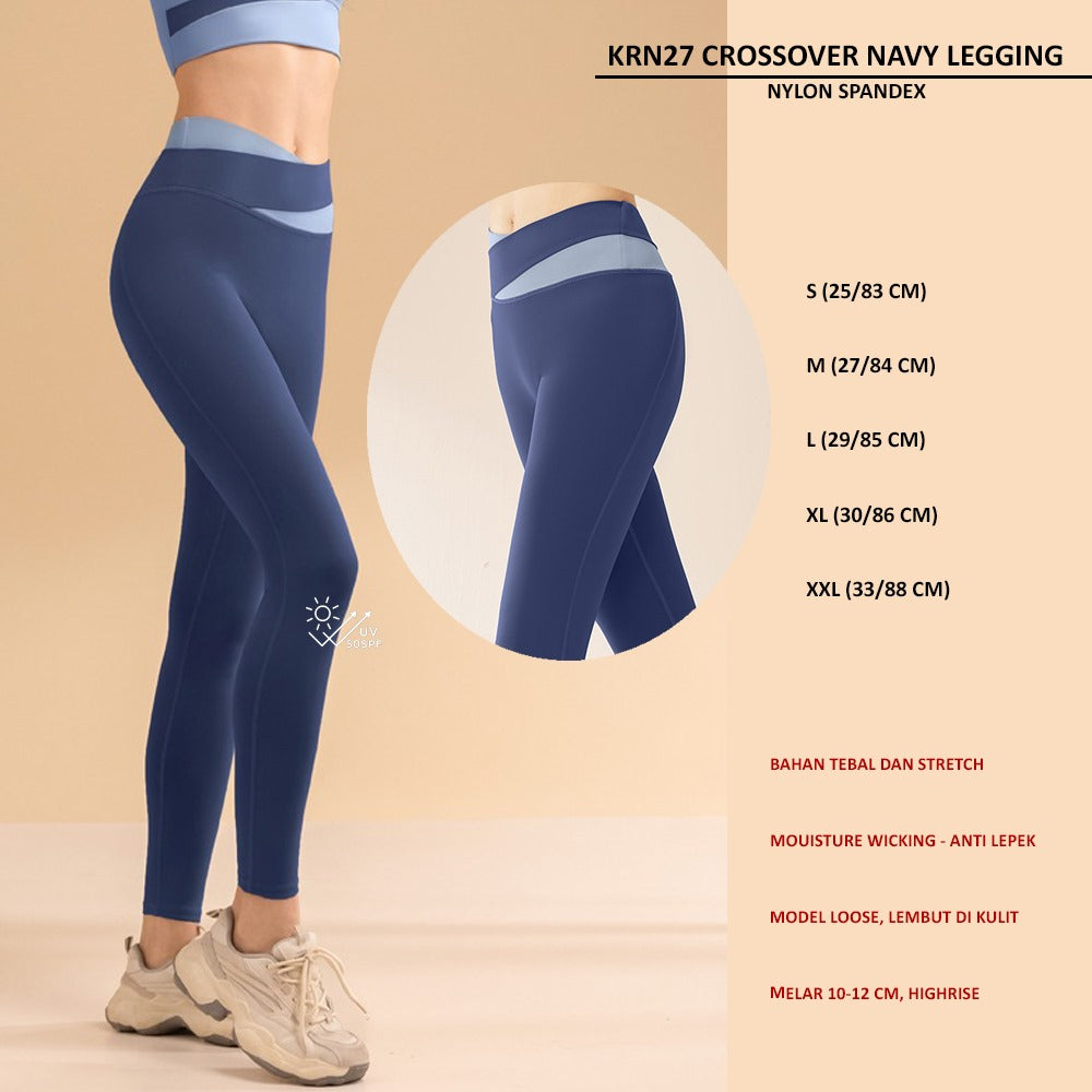 Celana Panjang Legging Wanita Highrise Stretch (KRN27 CROSSOVER LEGGING)