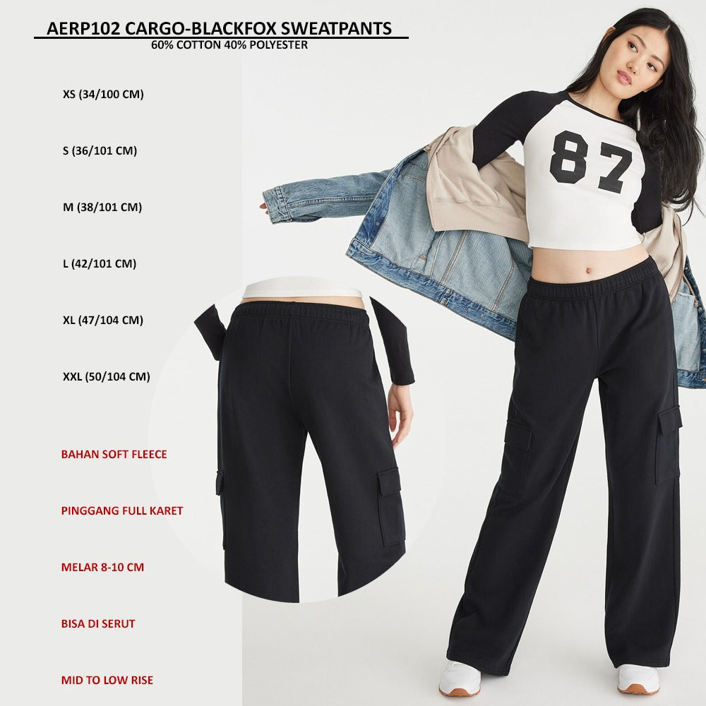 Celana Panjang Cargo Wanita Soft Fleece (AERP102 CARGO SWEAPANTS