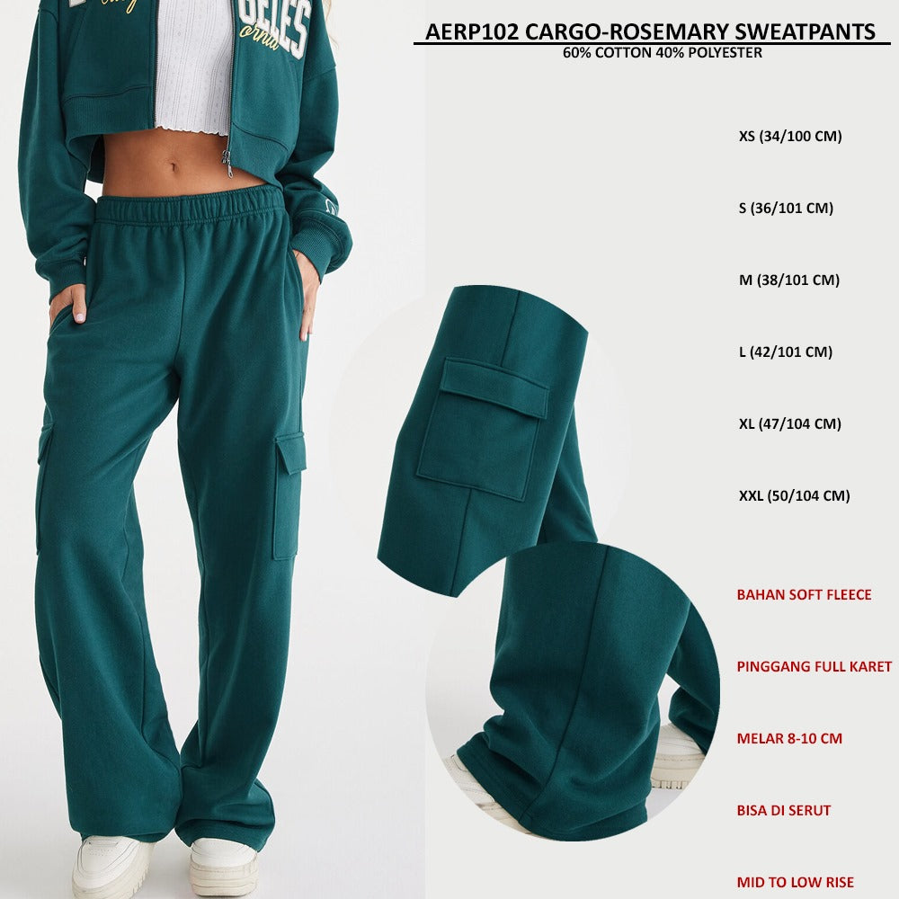 Celana Panjang Cargo Wanita Soft Fleece (AERP102 CARGO SWEAPANTS