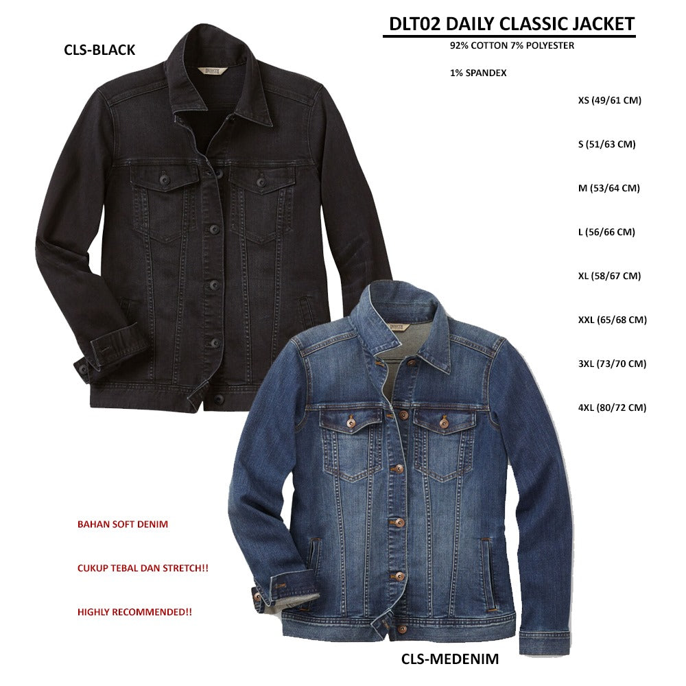 Jacket Denim Wanita Lengan Panjang (DLT02 DAILY CLASSIC JACKET)
