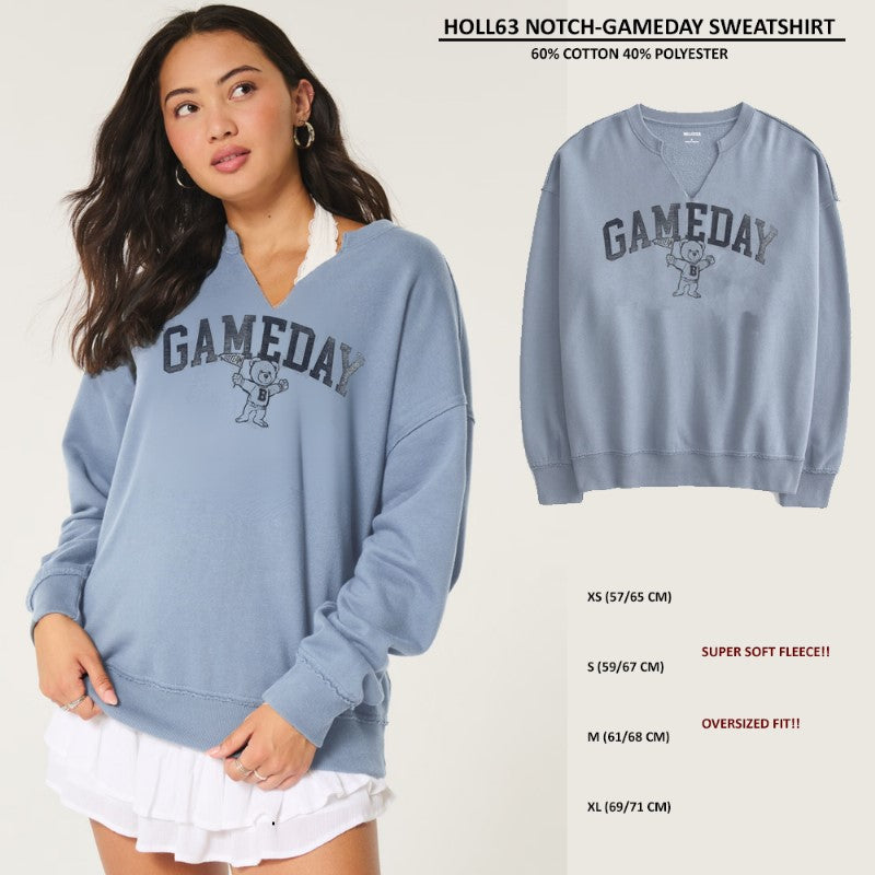 Sweatshirt Oversized Fit Wanita Soft Fleece (HOLL63 NOTCH-GAMEDAY SWEATSHIRT)