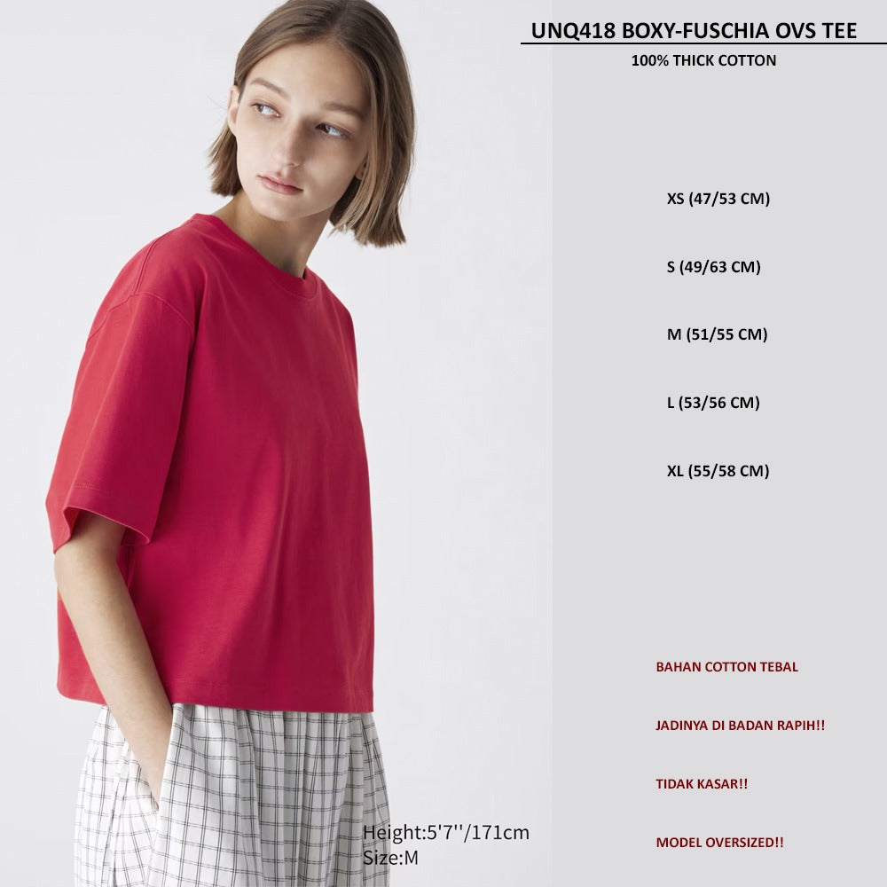 Atasan Kaos Wanita Oversized Lengan Pendek (UNQ418 BOXY OVS TEE)