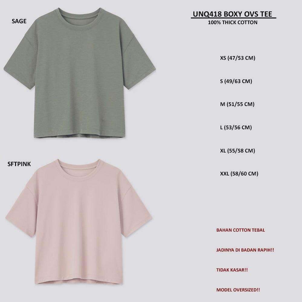 Atasan Kaos Wanita Oversized Lengan Pendek (UNQ418 BOXY OVS TEE)