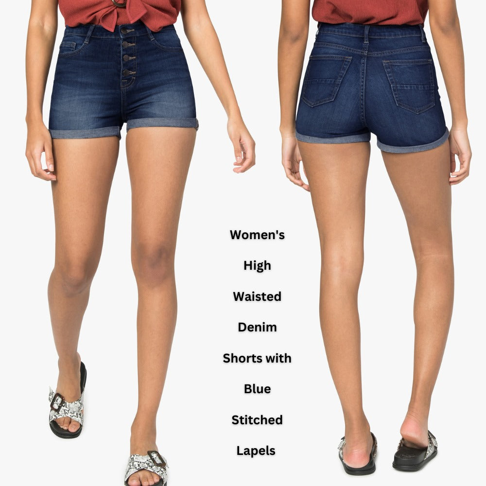 Celana Pendek Denim Wanita Stretch Highrise (GMO01 STITCHED DENIM SHORT)