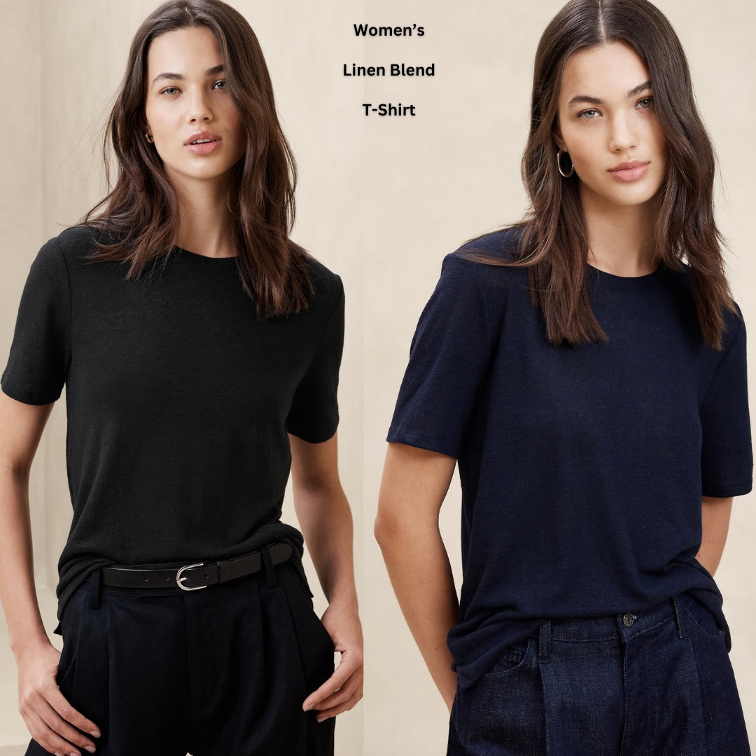 Atasan Kaos Wanita Lengan Pendek (BREP91 LINEN SHORTSLV TEE)