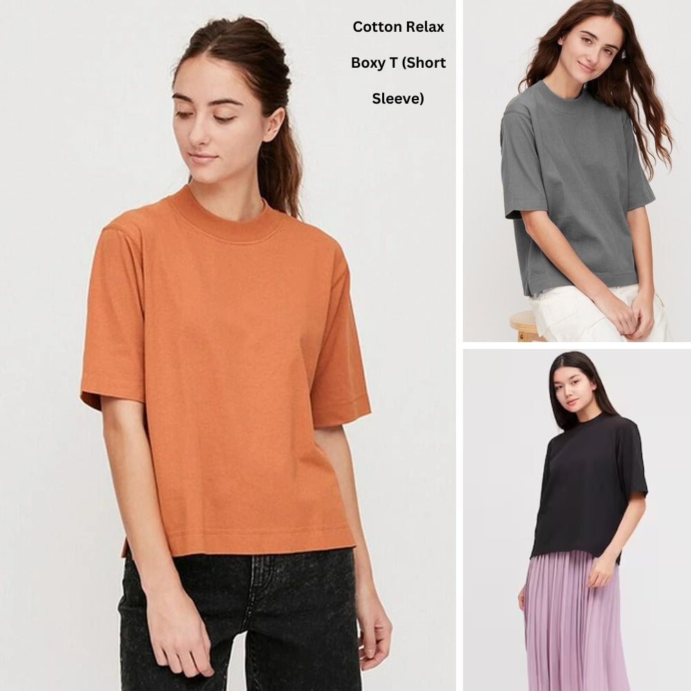 Atasan Kaos Wanita Lengan Pendek (UNQ420 BOXY THICK TSHIRT)