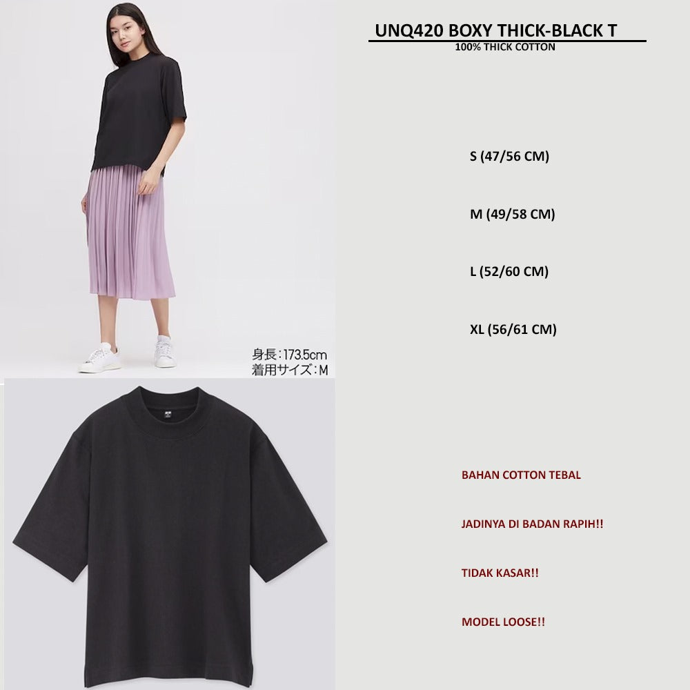 Atasan Kaos Wanita Lengan Pendek (UNQ420 BOXY THICK TSHIRT)