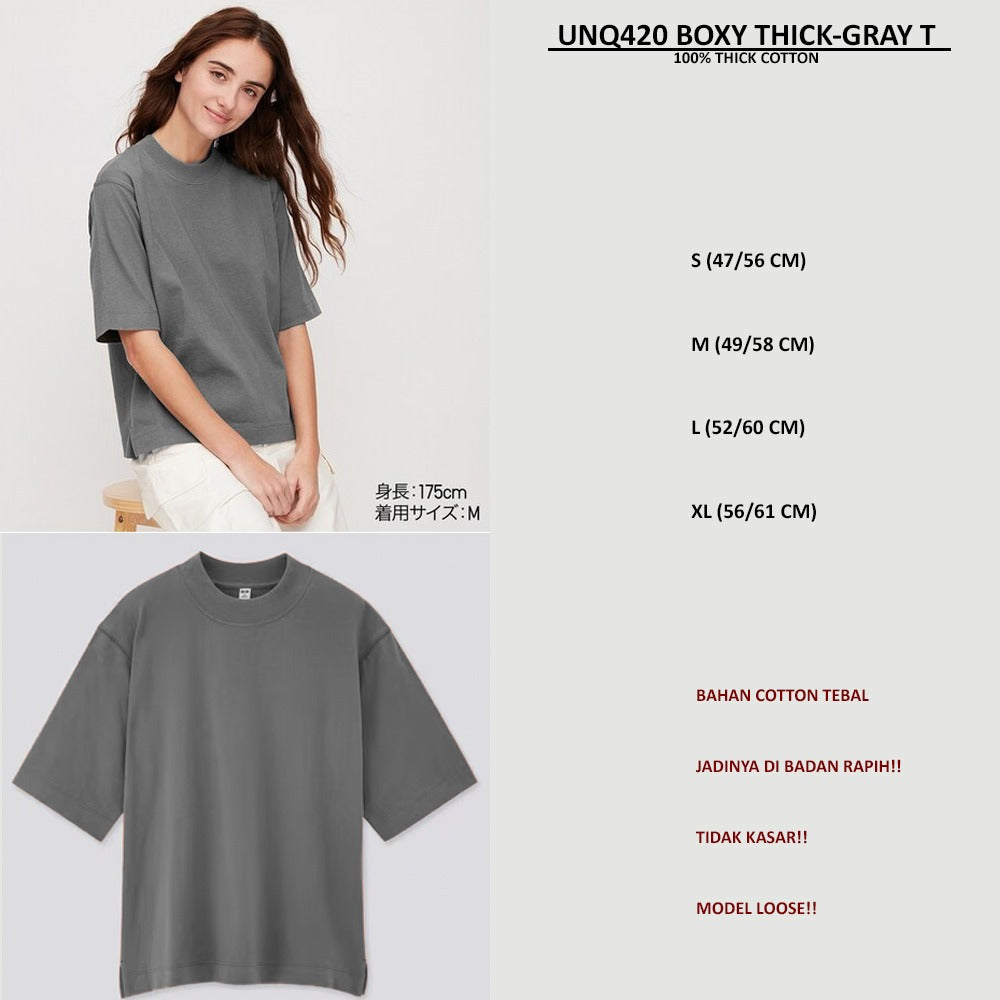 Atasan Kaos Wanita Lengan Pendek (UNQ420 BOXY THICK TSHIRT)