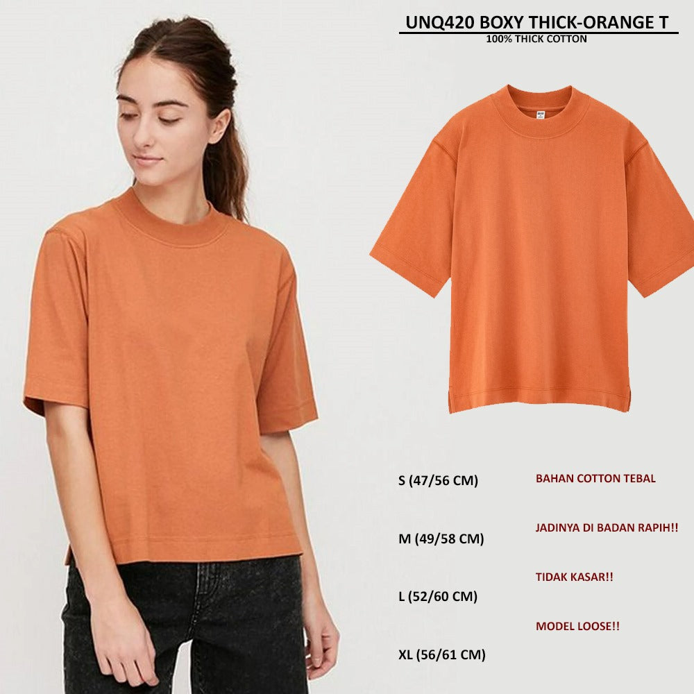 Atasan Kaos Wanita Lengan Pendek (UNQ420 BOXY THICK TSHIRT)