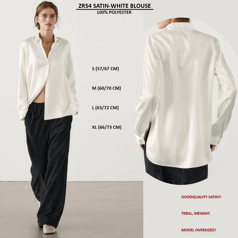 Blouse Wanita Lengan Panjang Oversized (ZR58 SATIN BLOUSE)