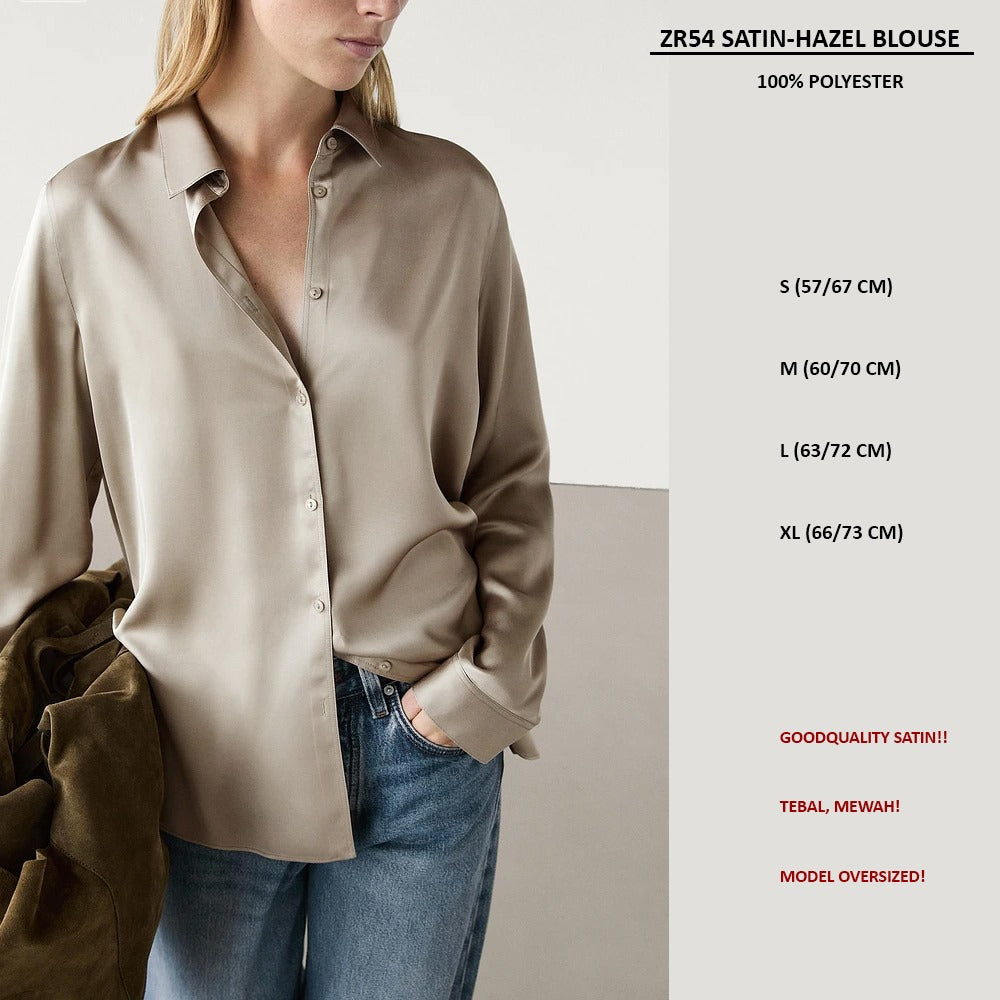 Blouse Wanita Lengan Panjang Oversized (ZR58 SATIN BLOUSE)