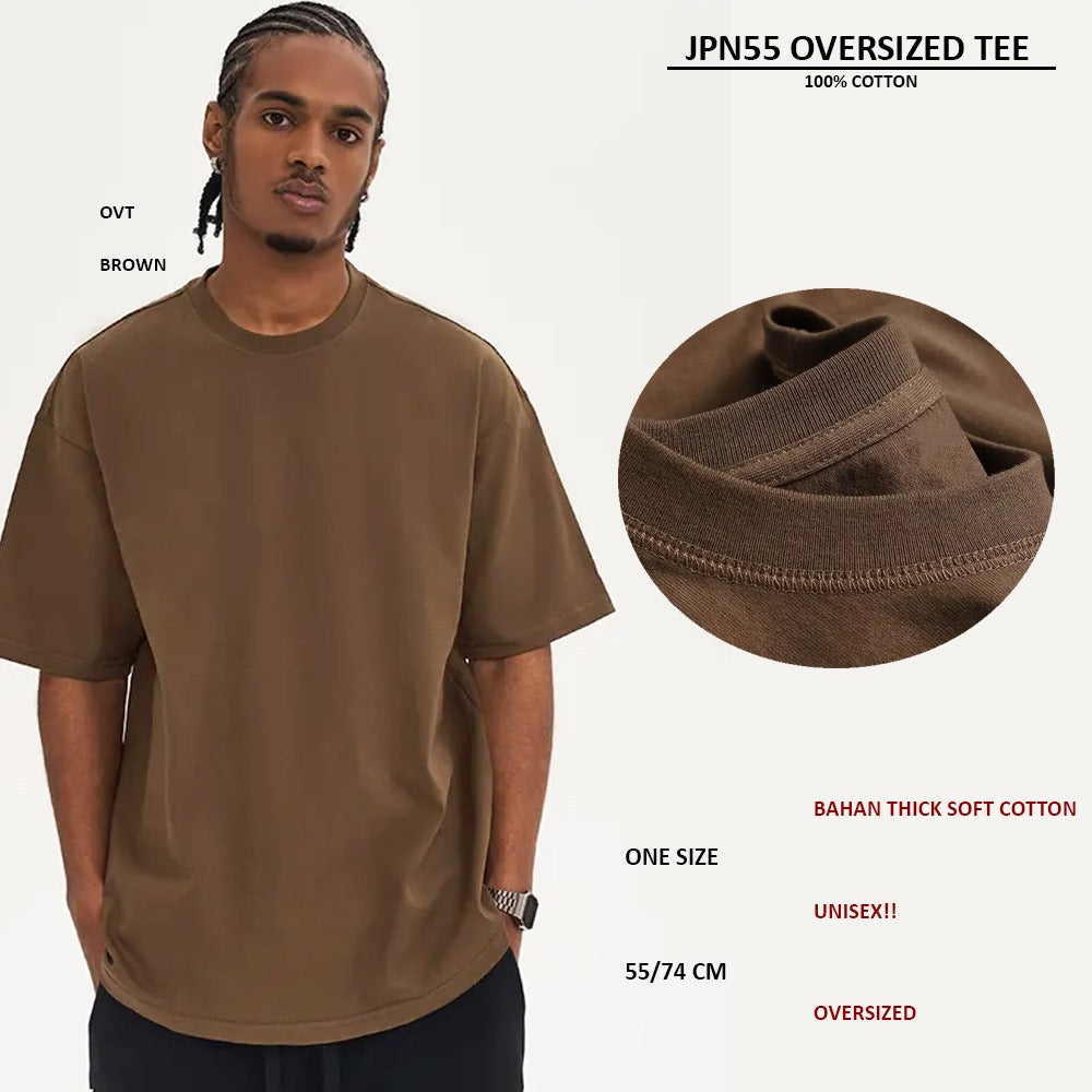 Atasan Kaos Oversized Katun Polos Unisex Tebal (JPN55 OVERSIZED TEE)