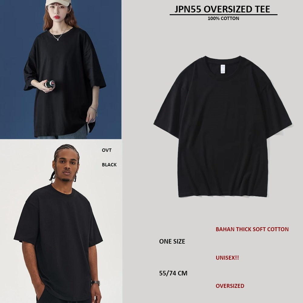 Atasan Kaos Oversized Katun Polos Unisex Tebal (JPN55 OVERSIZED TEE)