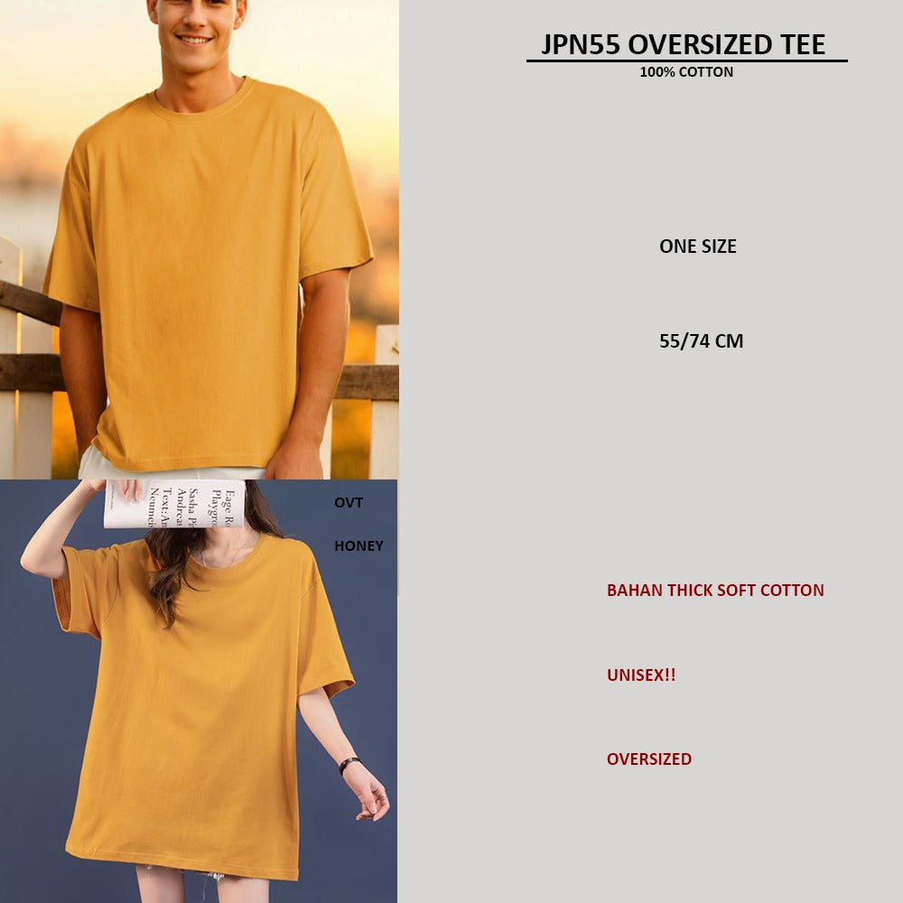 Atasan Kaos Oversized Katun Polos Unisex Tebal (JPN55 OVERSIZED TEE)