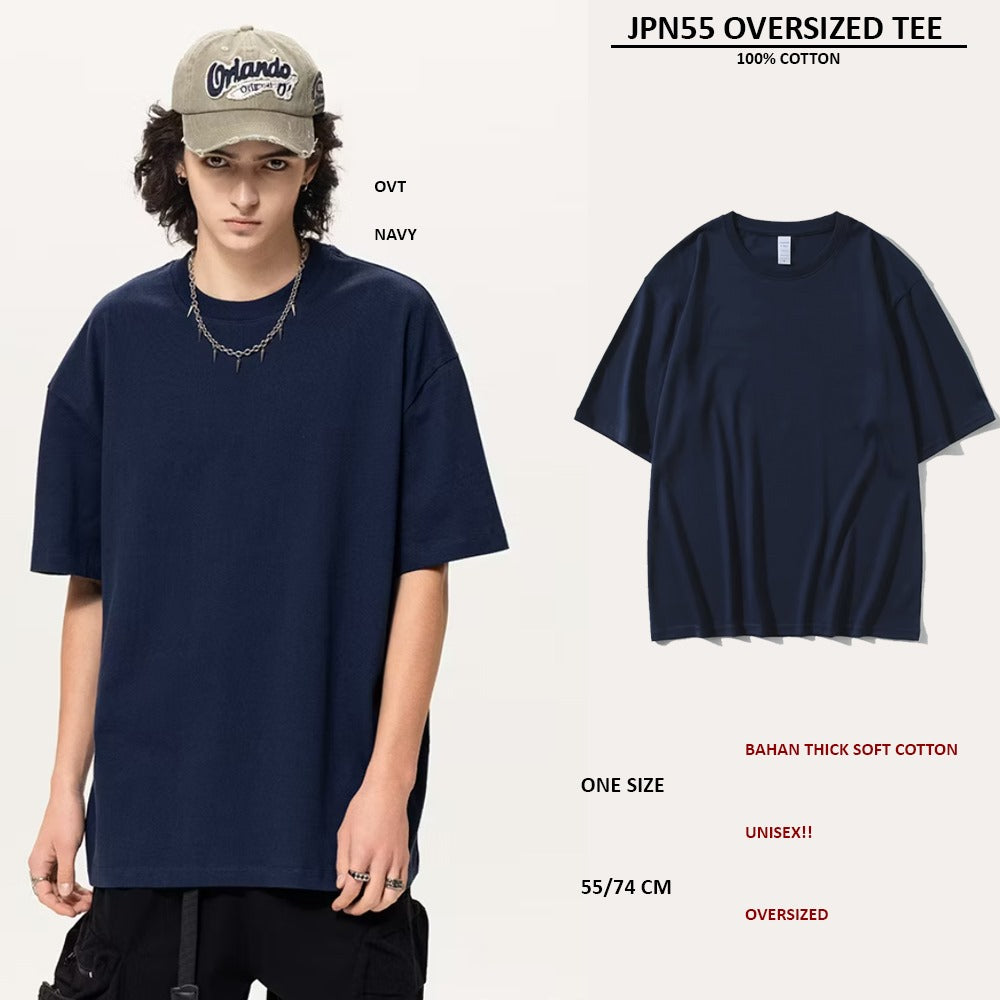 Atasan Kaos Oversized Katun Polos Unisex Tebal (JPN55 OVERSIZED TEE)